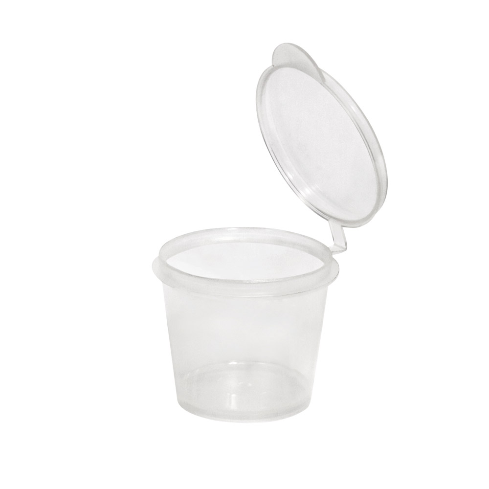 Takeaway Sauce Cup with Hinged Lid 1oz / 30mL