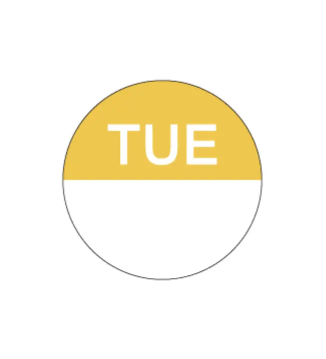 'Day Dot' Circle Permanent Label - Tuesday