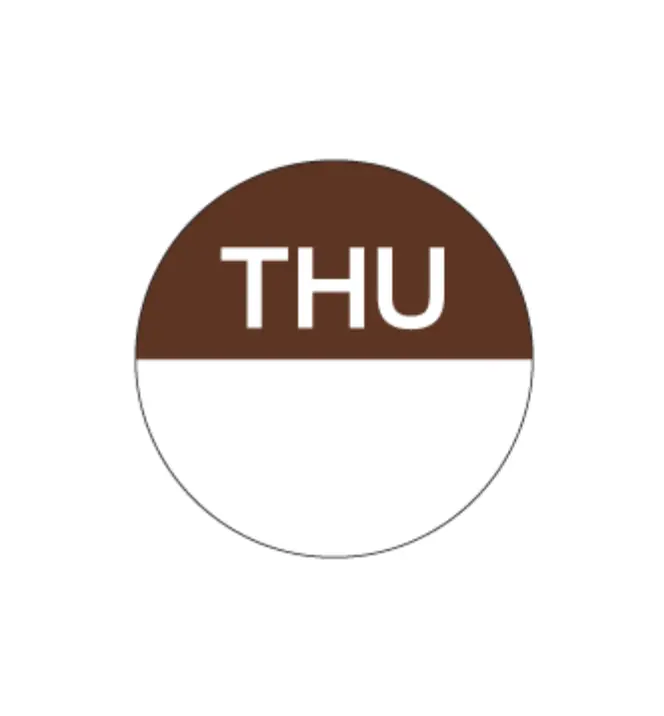 'Day Dot' Circle Permanent Label - Thursday
