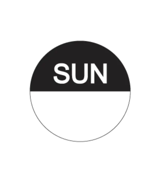 'Day Dot' Circle Permanent Label - Sunday 