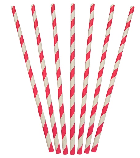 [B-STRAWSTRIPE] Red Striped Straw