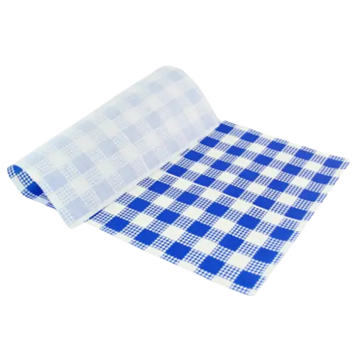 [B-GPBLUE1/4] Greaseproof Blue Check Small 1/4 