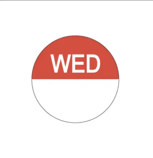 [A-DAYDOTWED] 'Day Dot' Circle Permanent Label - Wednesday