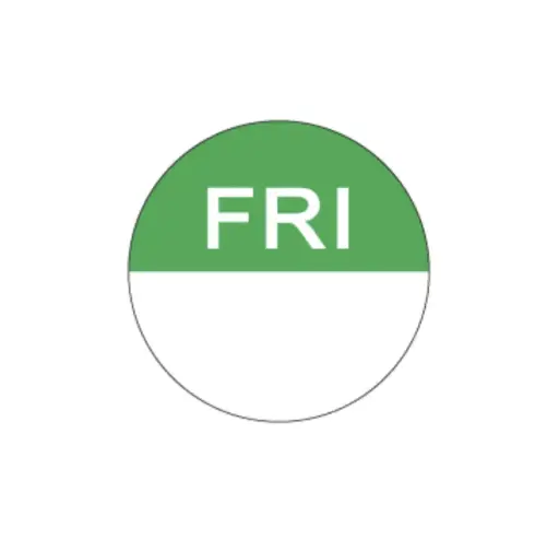 [A-DAYDOTFRI] 'Day Dot' Circle Permanent Label - Friday