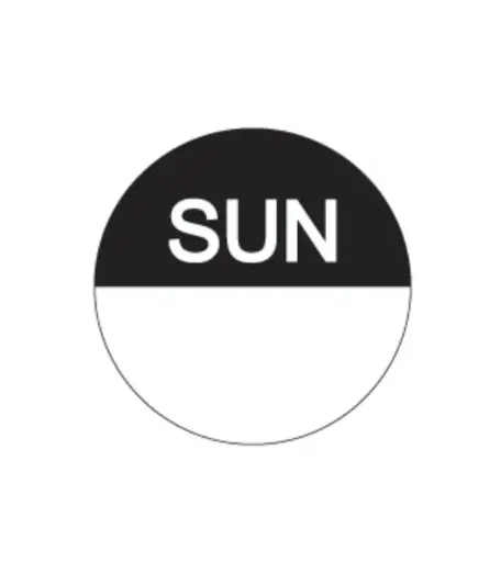 [A-DAYDOTSUN] 'Day Dot' Circle Permanent Label - Sunday 