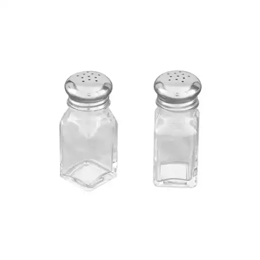 [G-S&PSQ] Table Salt & Pepper Shakers Square Glass