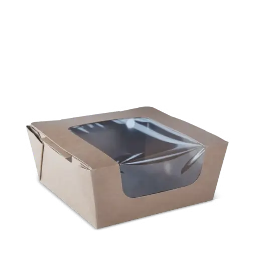 [E-HOTBOXMEDWIND] Medium Kraft Hot Food Box with Window